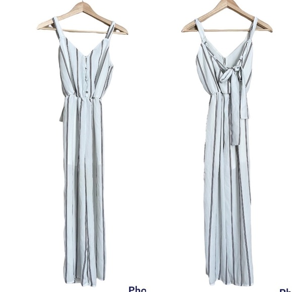 Sienna sky white striped boho pantsuit jumpsuit - Picture 1 of 4